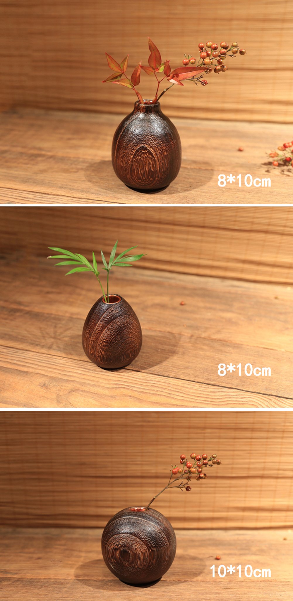 Amazon.co.jp: 木製 一輪挿し 花瓶 フラワーベース 花器 和風 (徳利